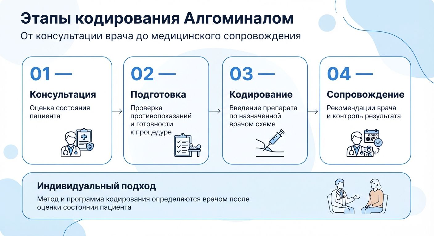 Кодирование препаратом «Алгоминал» в Выборге инфографика